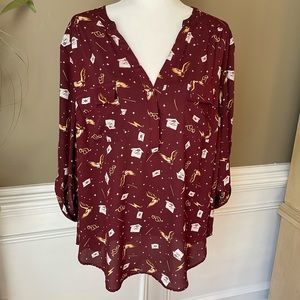 Torrid Harper Harry Potter Burgundy Blouse Size 2
